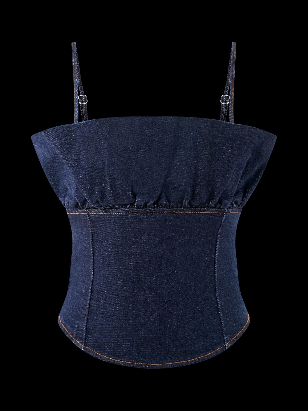 Meshki Cecilia Indigo Blue Denim Frill Corset Top (size M, but runs small) - Picture 6 of 11